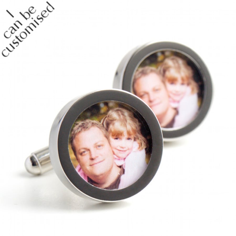Photograph Cufflinks of Daddy and Daughter, Custom Cufflinks for Fathers