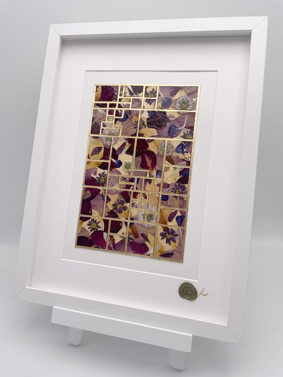 Isabella plantation - botanical mondrian -  pressed flower art