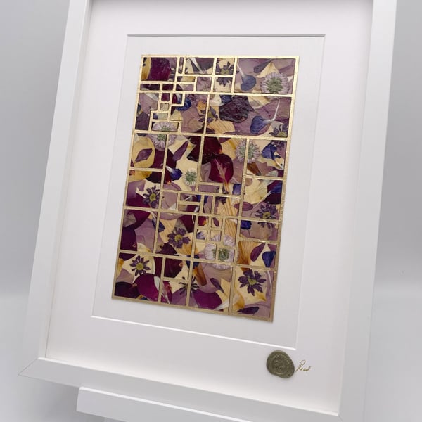 Isabella plantation - botanical mondrian -  pressed flower art