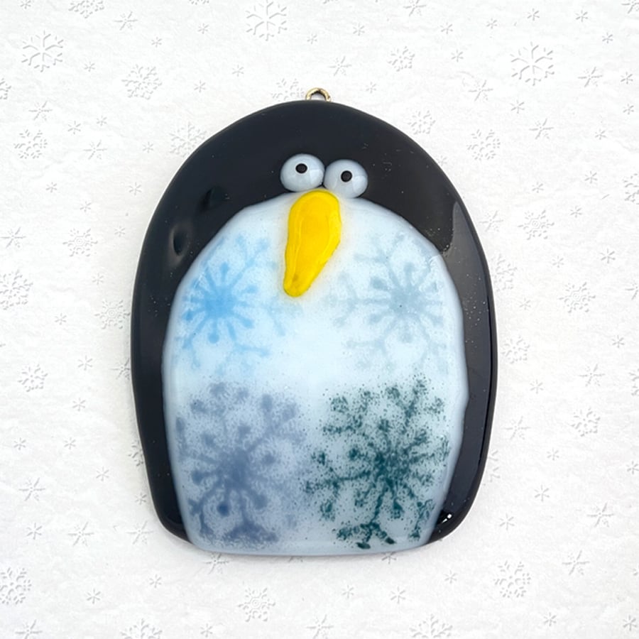 Fused Glass Penguin Decoration