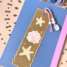 Original hand painted bookmark - celestial seashell