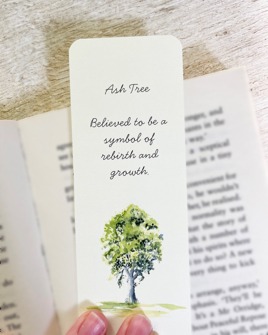 Ash Tree Bookmark With Motivational Words - Double Sided 