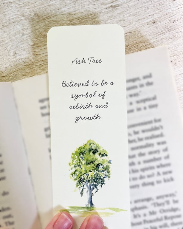 Ash Tree Bookmark With Motivational Words - Double Sided 