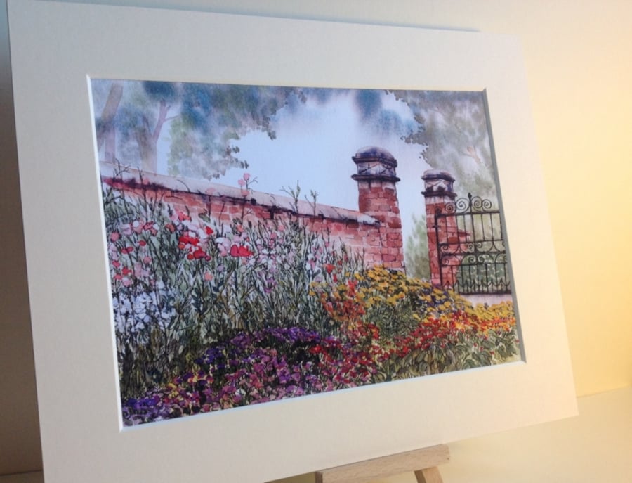 PRINT - Flower Border, Moseley Old Hall
