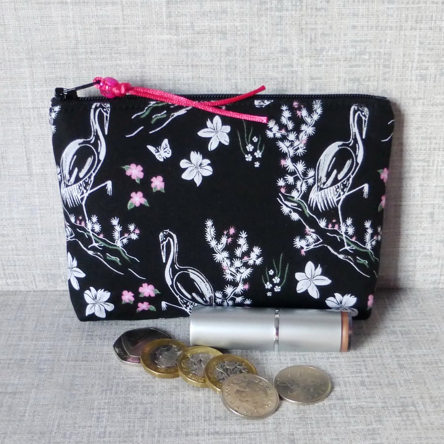 SALE:Large coin purse, make up bag, cranes.