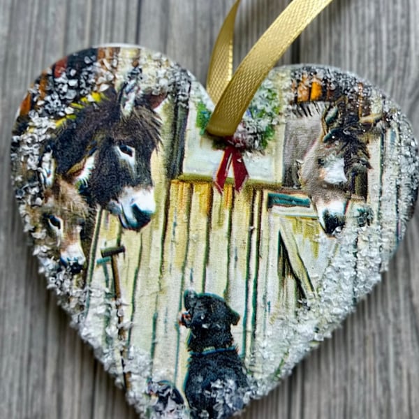 Hanging Wooden Christmas Heart