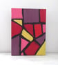 Small Geometric Abstract Bright Oil Painting. Pink, Red, Yellow Purple and Black - Image 1