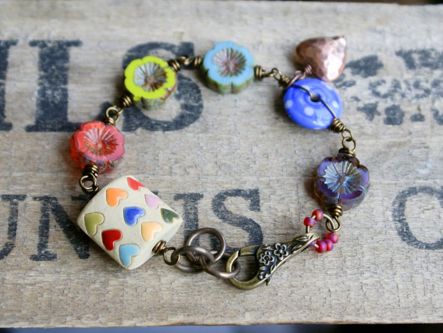 Multi Coloured Wire Wrapped Bracelet