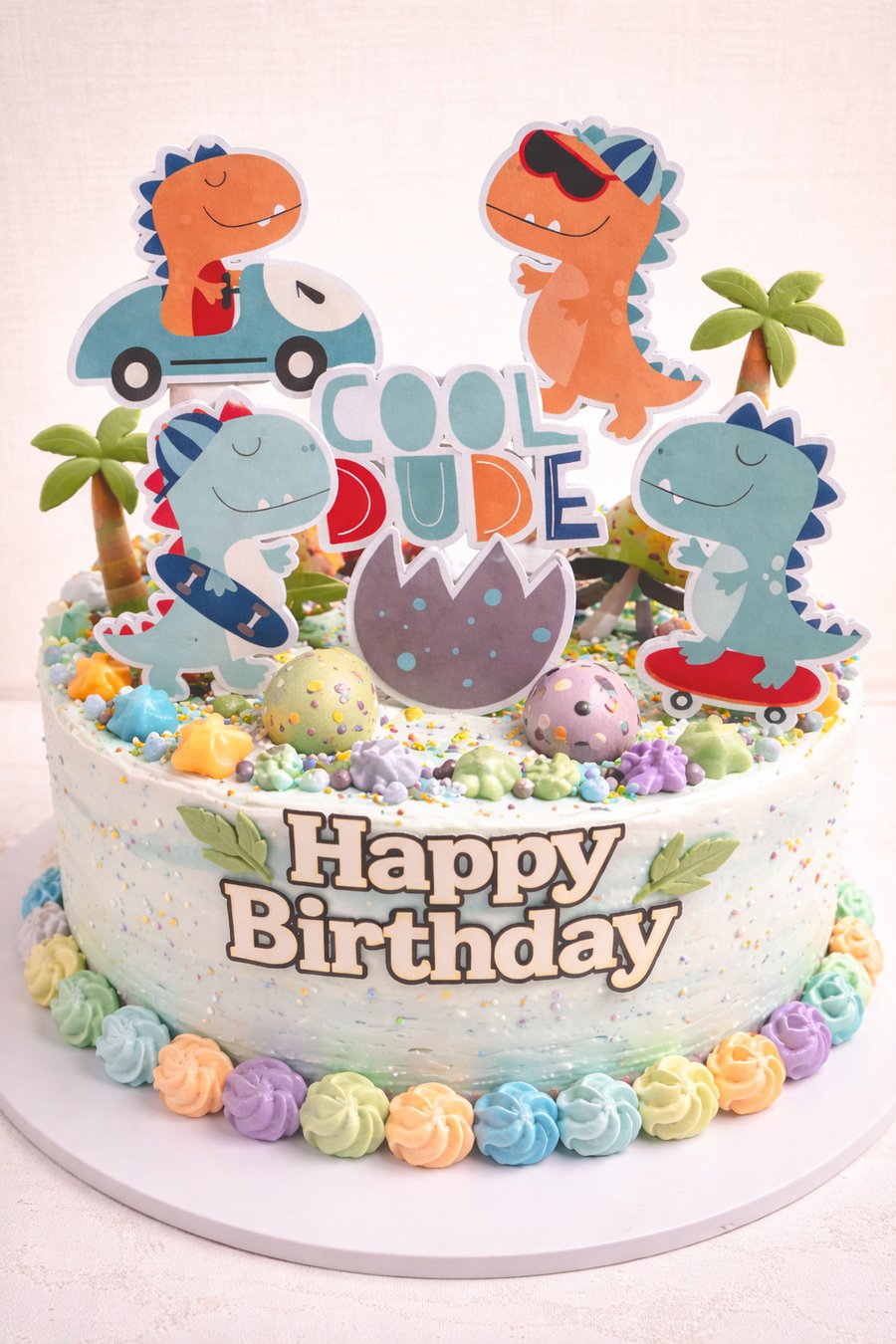 Cool Dude Dinosaur Themed Birthday Cake Accessory Pack