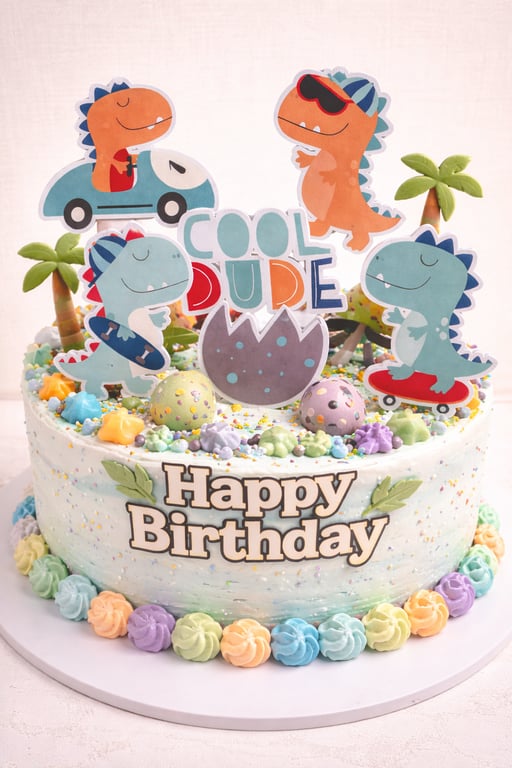 Cool Dude Dinosaur Themed Birthday Cake Accessory Pack