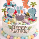 Cool Dude Dinosaur Themed Birthday Cake Accessory Pack