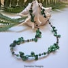 Keshi Pearl, Russian Diopside, Rare Rhodalite Garnet Sterling Silver Necklace 