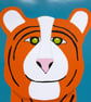 'Timid Tiger' A4 Print, blue & orange - Image 2
