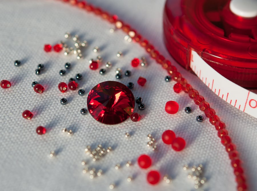 Materials Pack for Baroque Tape Measure Surround - Scarlet, Silver & Gunmetal