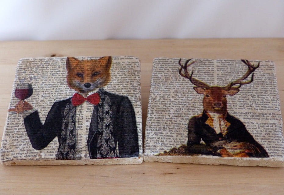 Marble 'Fox & Stag' Coasters