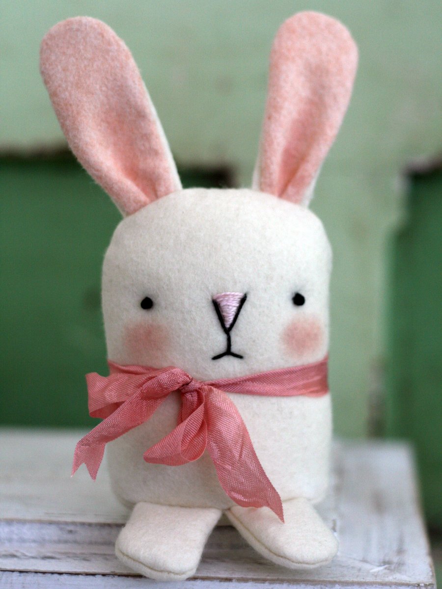 Sweet little white felt bunny rabbit plush toy