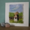 Handmade needle felted Wedding Couple greetings Card