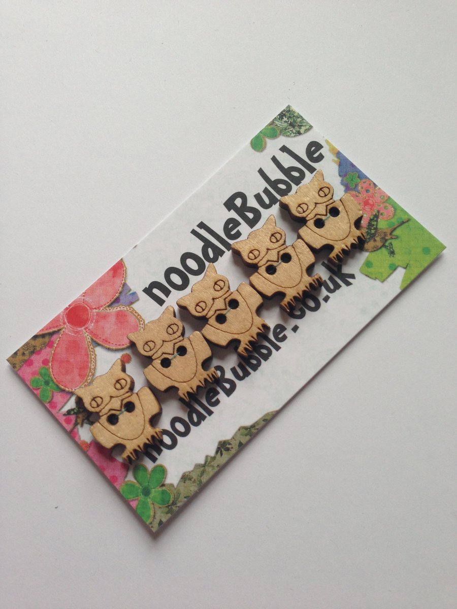 5 Owl Buttons