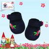 Navy Shoes Embroidered with Flowers 