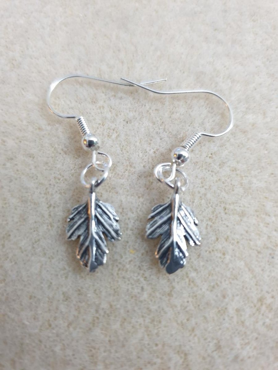 silver plated earrings with beautiful oak leaf charms 