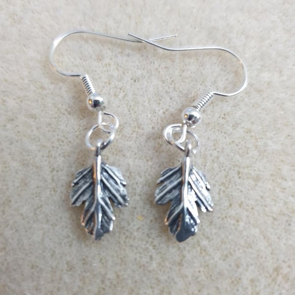 silver plated earrings with beautiful oak leaf charms 