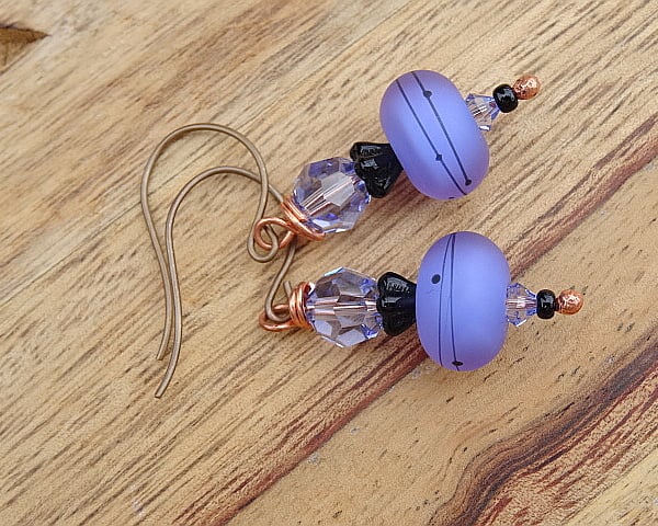 Lamp Work Glass and Crystal Earrings.