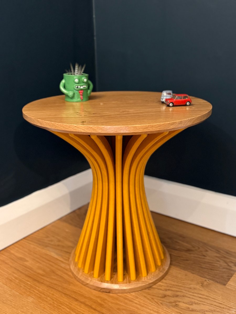 Oak Pedestal Side Table