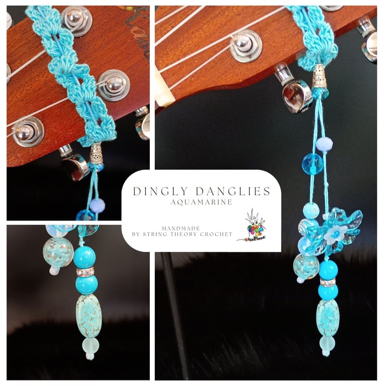 Aquamarine Dingly Dangly   Ukulele Headstock Wrap