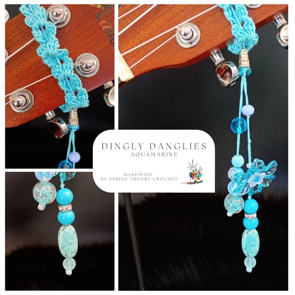 Aquamarine Dingly Dangly   Ukulele Headstock Wrap