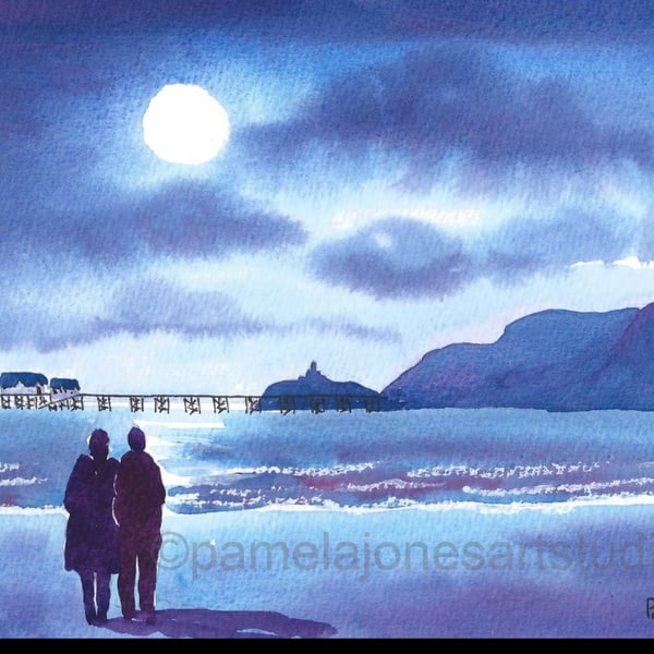 Moonlight Stroll, Mumbles, South Wales in 20 x 16'' Mount