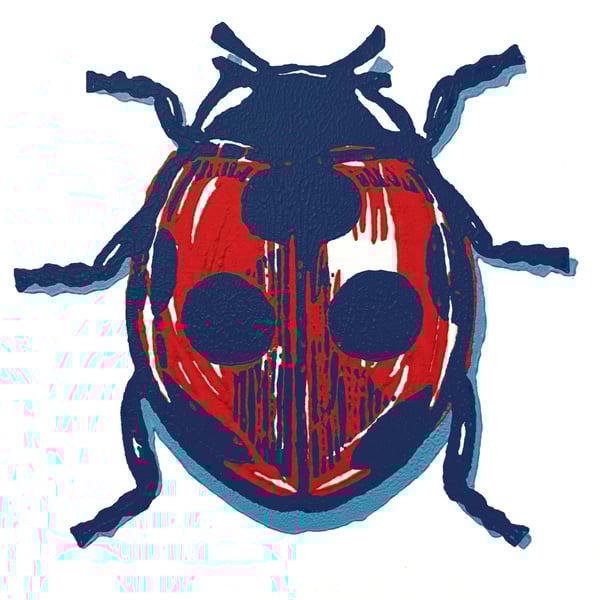 Ladybird fine art lino print