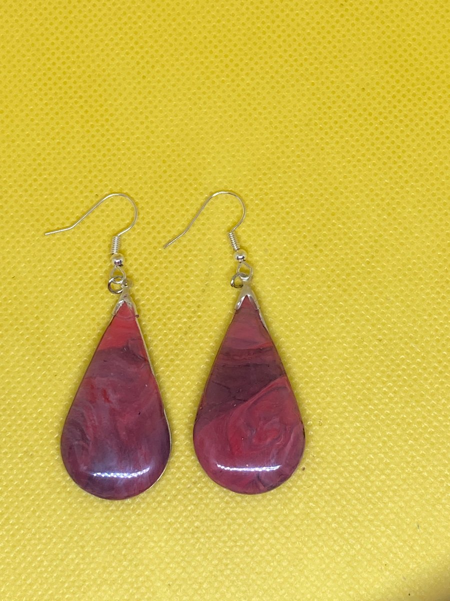 Polymer Clay set in Large Silver Metal Teardrop 