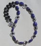 Blue Jade & Blue Goldstone (Sandstone) Gemstone Silver Heart Beaded Necklace - Image 4