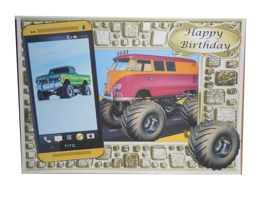3D Monster Truck Phone Card - Birthday