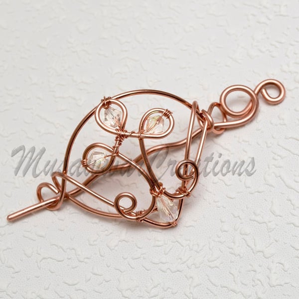 Celtic copper wire hair barrette-copper ,hair bun holderhair brooch-Copper Hair 