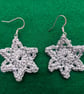 Christmas star earrings, FREE P&P, Crochet jewellery, Christmas earrings - Image 1