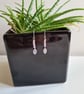 925 Silver & Purple Cats Eye & Pink Glass Leaf Dangle Earrings Earings Jewellery - Image 4