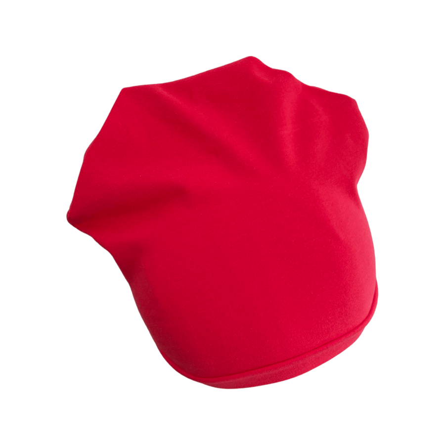 Red Women's Slouchy Autumn Beanie Hat, Thin Cotton Chemo Hat, Comfy Sleeping Cap
