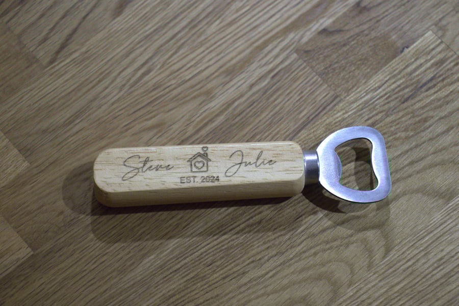 House warming Personalised Engraved Wood Bottle Opener