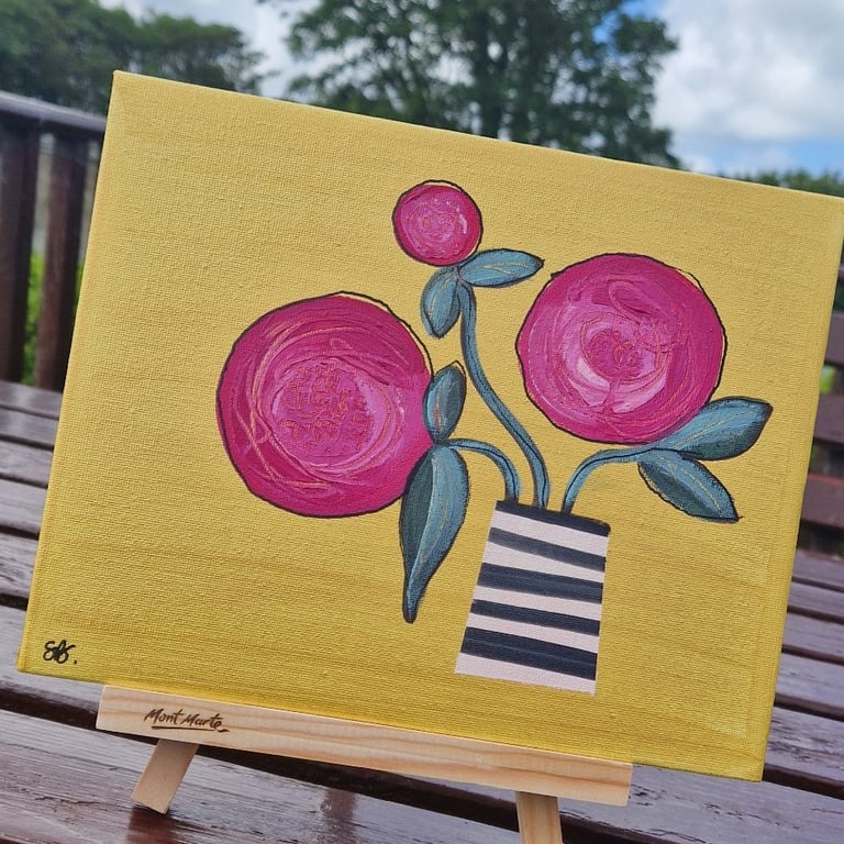 Original painting on canvas "Peonies"