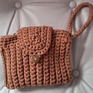 Mid Brown Handmade Crocheted Clutch Bag