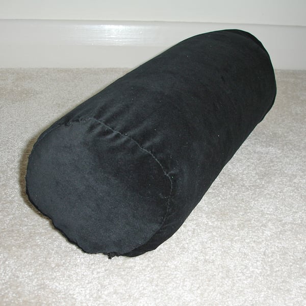 Black Velvet Bolster Cushion Cover 16" x 6" Round Cylinder 6x16