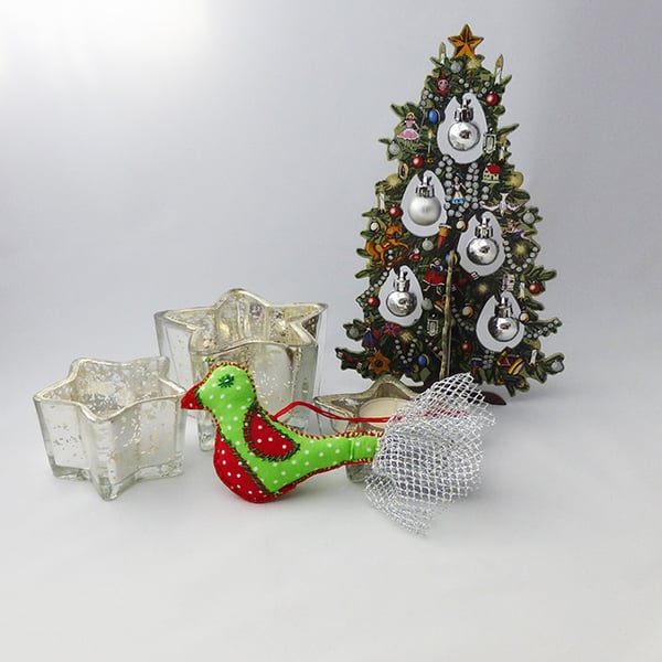 Bird Christmas Decoration, hanging decoration - Holly