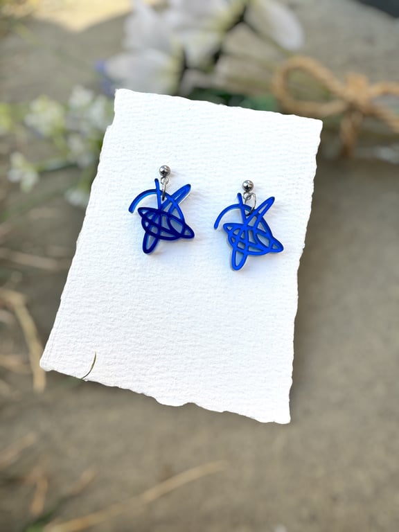 Mirror Blue Iconic Squiggle Earrings - small