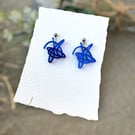 Mirror Blue Iconic Squiggle Earrings - small