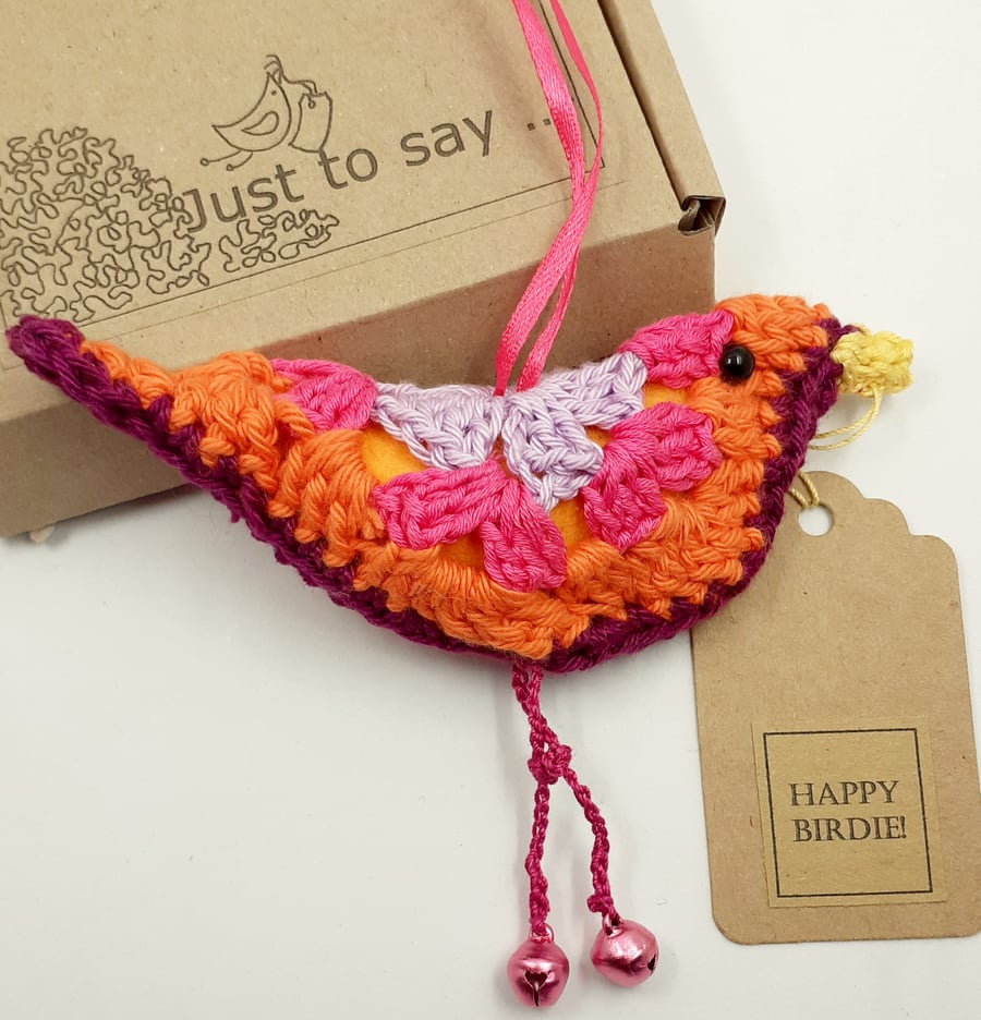 Happy Birdie- Crochet Bird Hanger