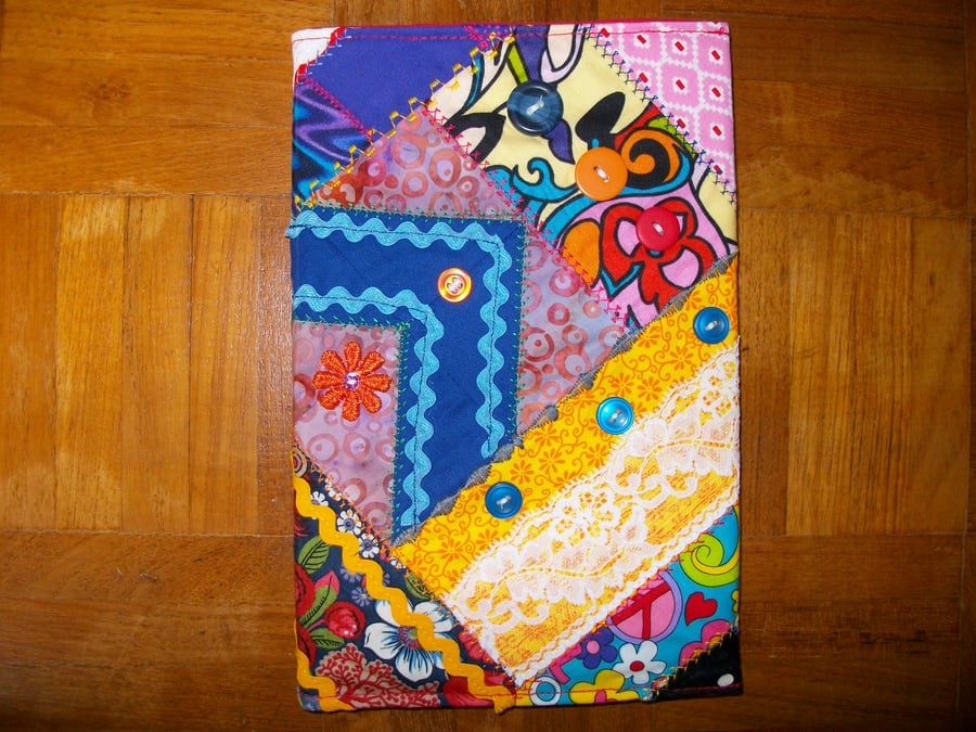 A5 Book Cover In Crazy Patchwork with Lined Hardback Notebook