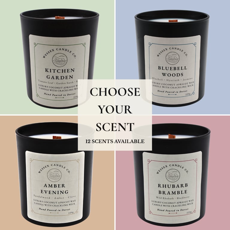 Choose Your Scent - Luxury Wooden Wick Candle - Coconut Apricot Wax - Vegan