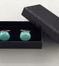 Men’s Turquoise Coloured Howlite Bezel Set Gunmetal Cufflinks Gift Boxed - Image 5