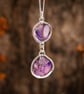 Real Flower Double Drop Necklace, Sterling Silver Floral Pendant